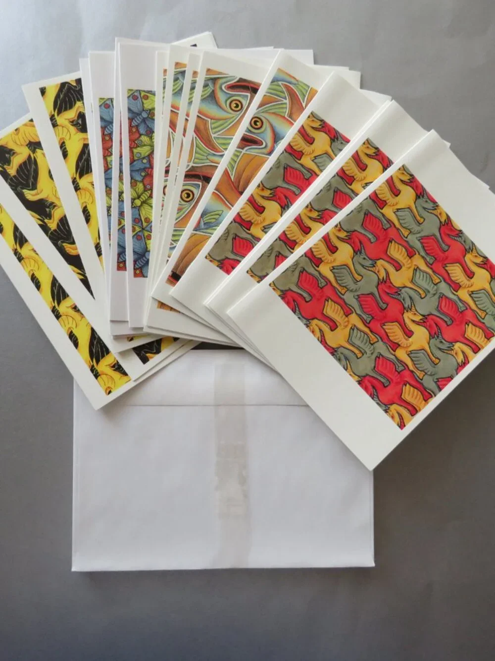 M.C. Escher Works in Color Set of 19 cards Museum Cards With Envelopes 4 Designs